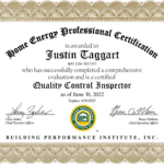 Weatherization BPI Quality Control Inspector -Justin Taggart