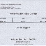 Primary Radon Tester License - Justin Taggart